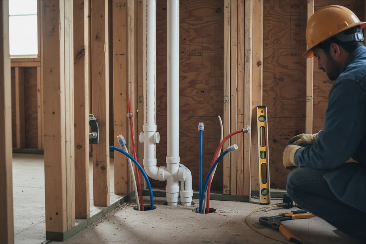 Drain and supply rough-in during Sump Pump Repair in Millersview