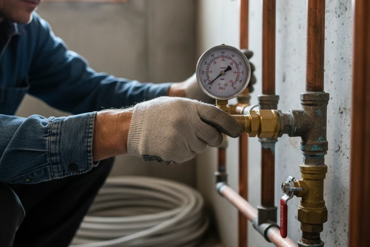 Pressure testing a repaired line during Water Line Repair in Millersview